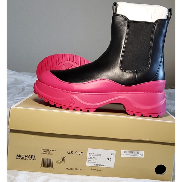 MICHAEL Michael Kors Dupree Leather Chelsea Boot Women's US Size 9.5 Black/Pink - Picture 9 of 13